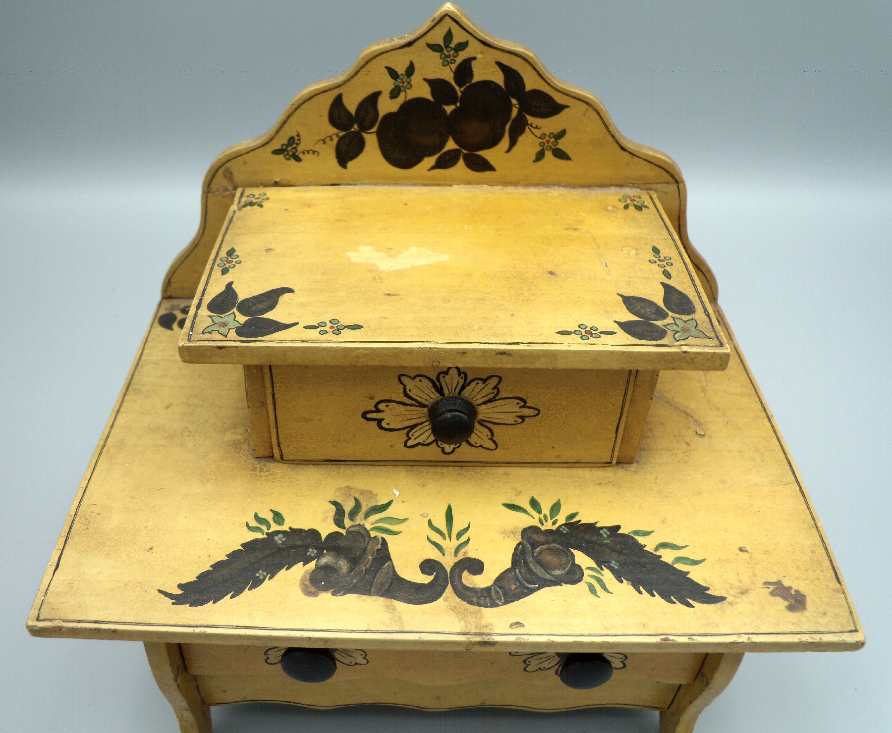 PAINT DECORATED MINIATURE WORK TABLE American Antiques