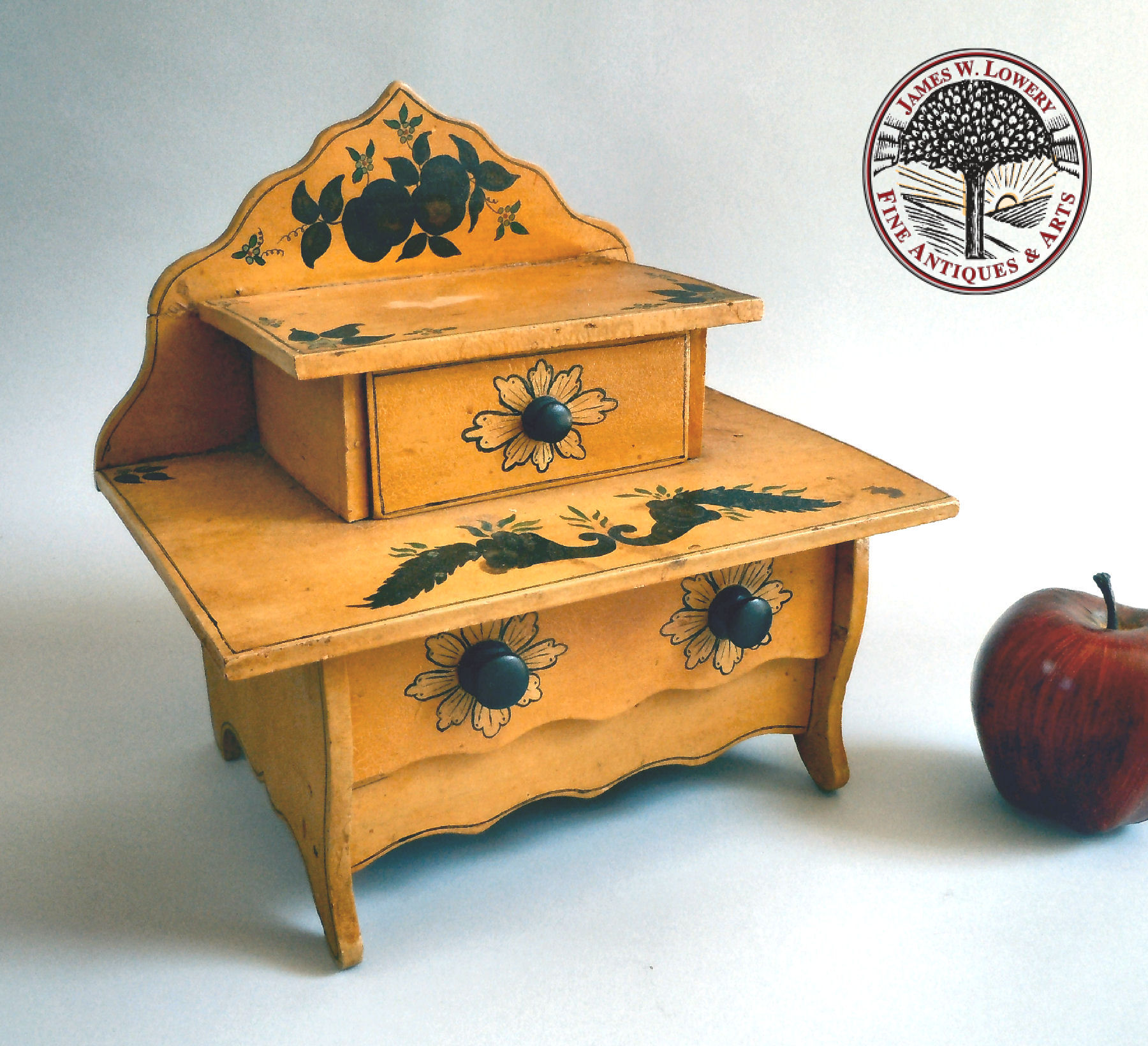 PAINT DECORATED MINIATURE WORK TABLE American Antiques
