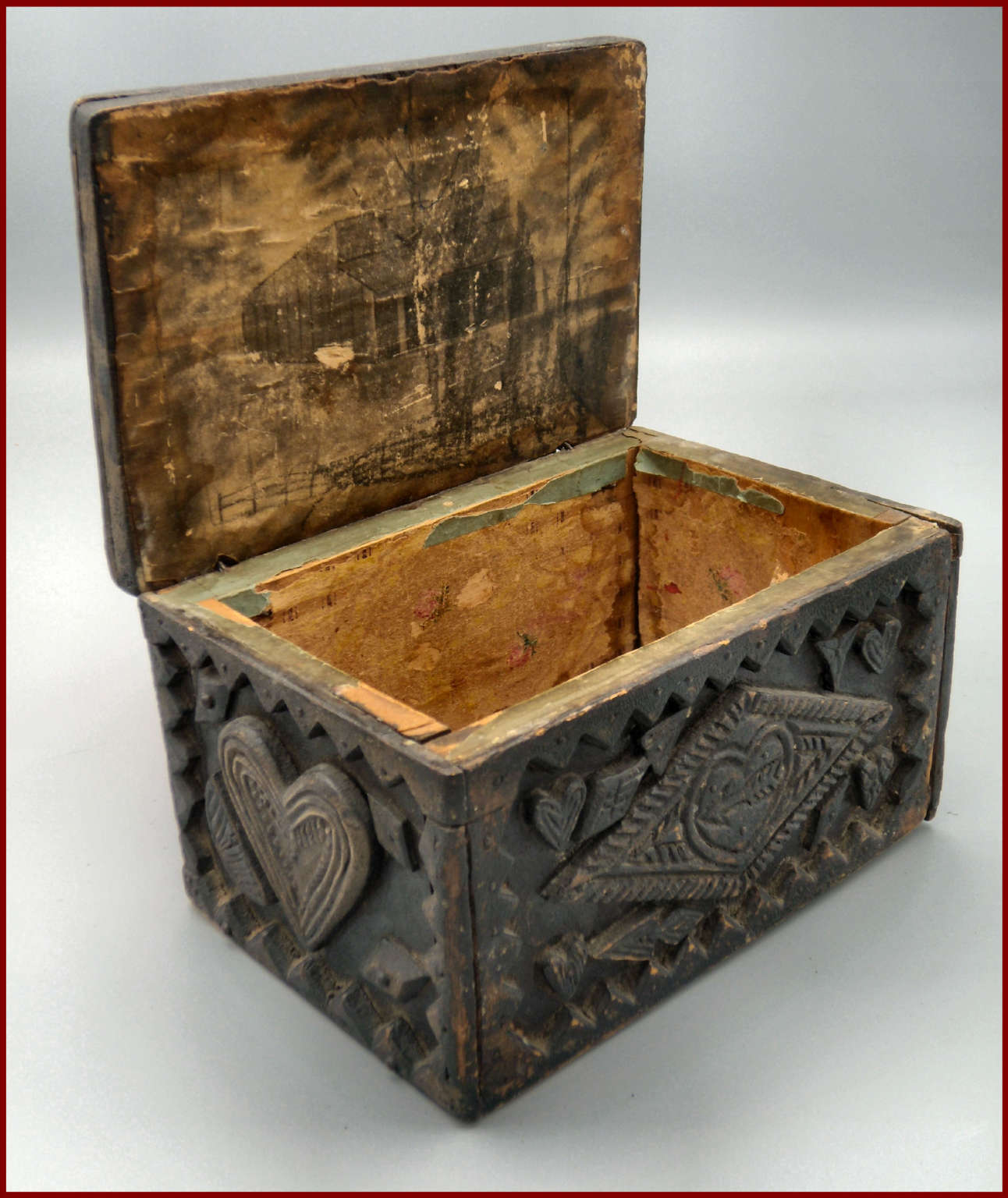 FOLK ART DECORATED BOX American Antiques