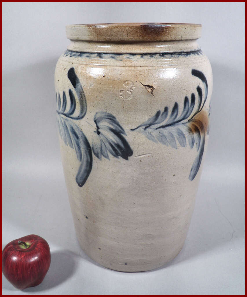 STONEWARE DECORATED JAR American Antiques